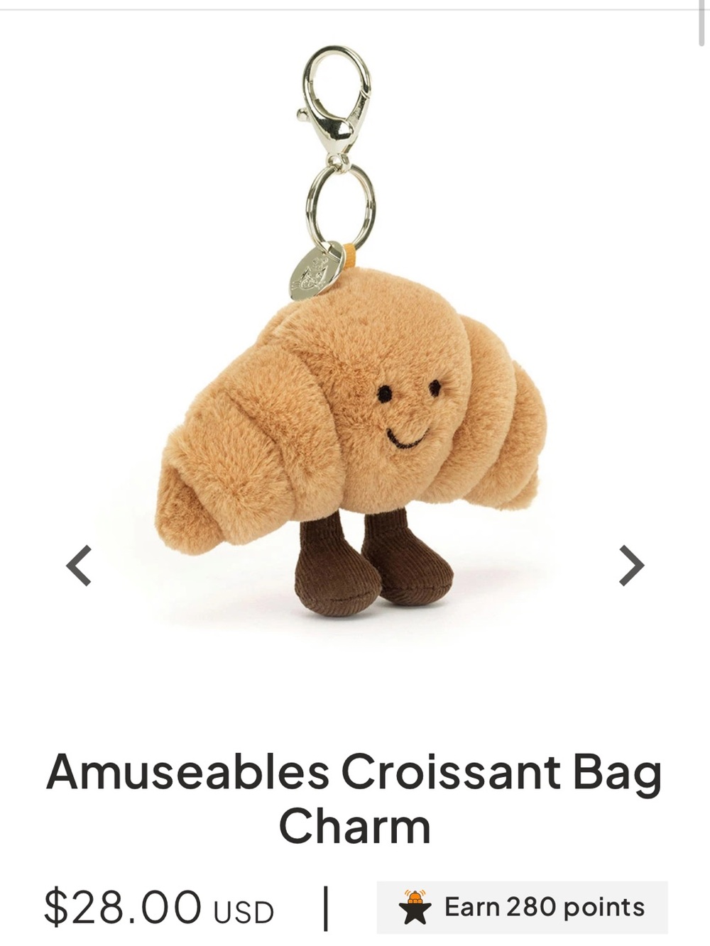 Jellycat Croissant Bag Charm - NWT